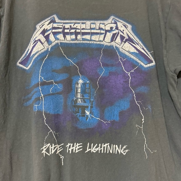 Daydreamer Metallica "Ride the Lightning" Graphic T-shirt Black Blue Tee - Picture 6 of 15